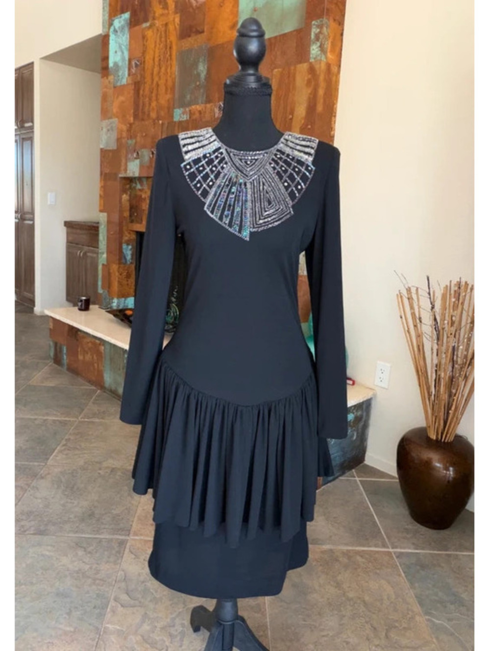 NUIT Vintage Beaded Sequin Drop Waist Dress Size 6